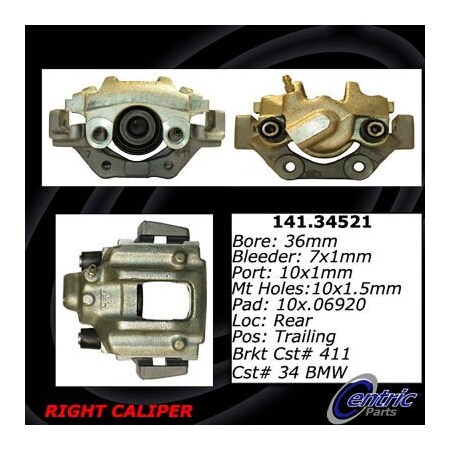 Centric Semi-Loaded Brake Caliper, Parts, 141.34521 141.34521
